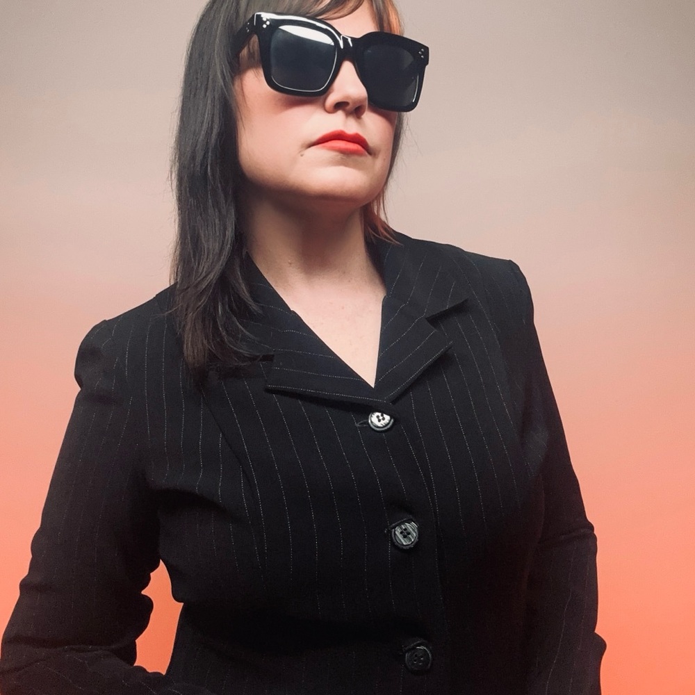 VIRGO PETITE / Black Pinstripe Blazer / Size 8 / Goth Office Preppy Alt Girl